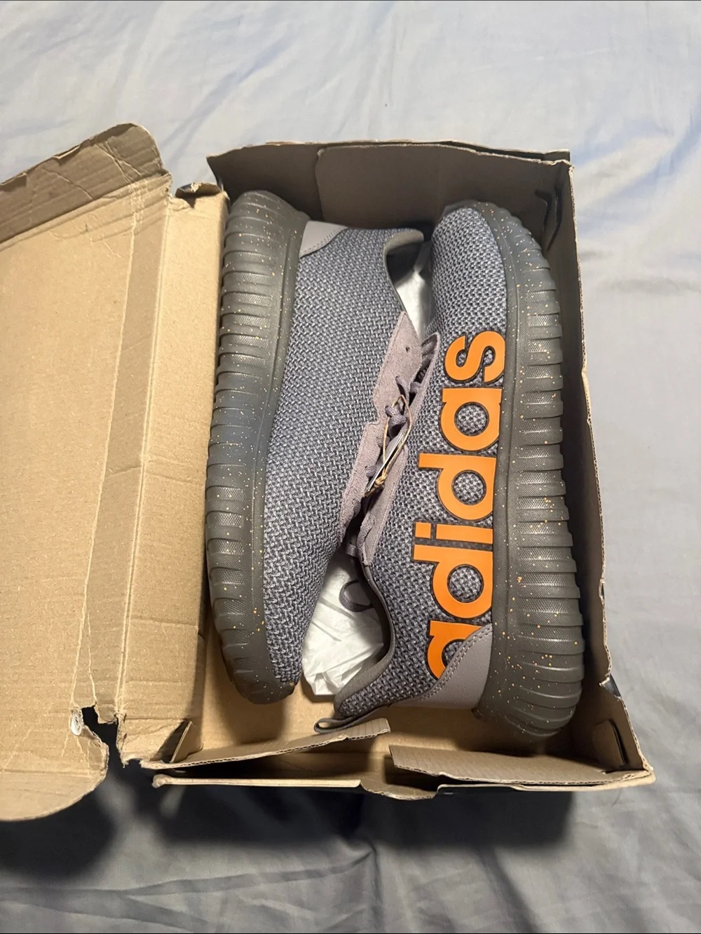 adidas Gray Sneakers with Orange Logo